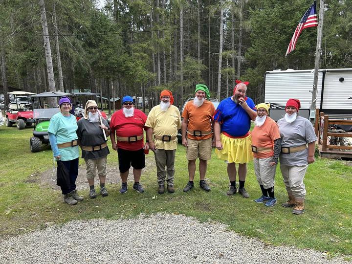 A group of campers dressed as the seven dwarfs